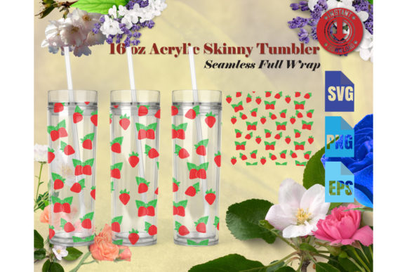 16oz Acrylic Skinny Tumbler Berry SVG