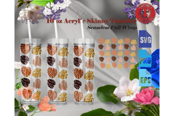 16oz Acrylic Skinny Tumbler Monstera SVG