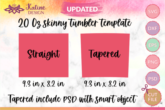 20 Oz Skinny Tumbler Template SVG, PSD