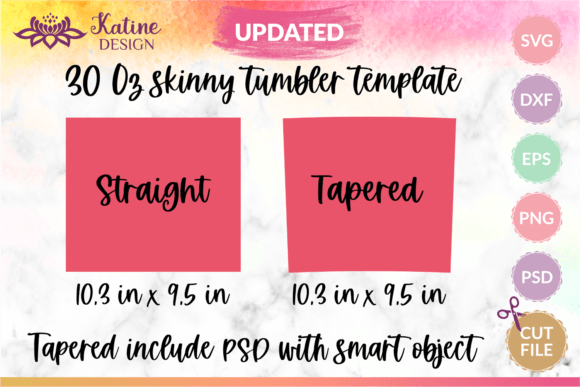 30 Oz Skinny Tumbler Template SVG, PSD