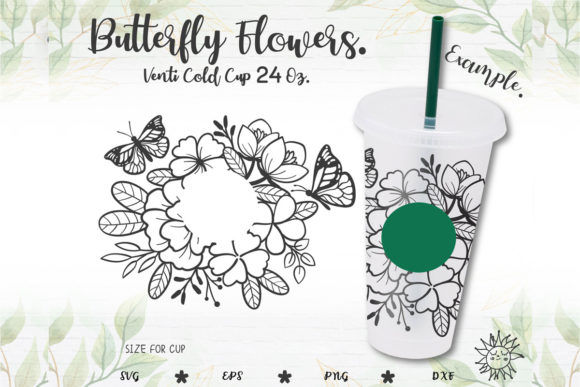 Butterfly Floral Venti Full Wrap Cup