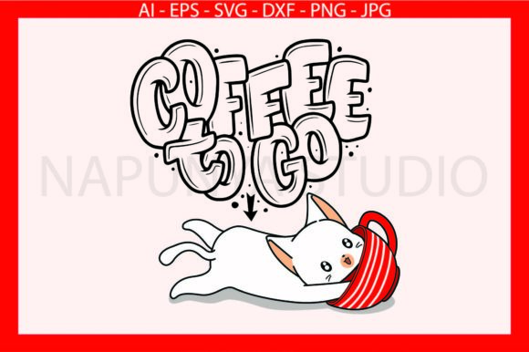 Cat Coffee Time Quote Cup Svg Retro