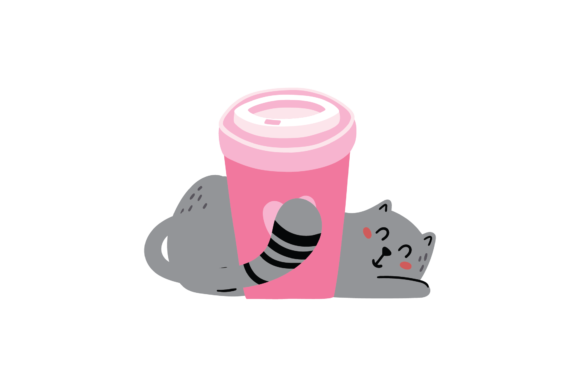 Cat Hiding Behind Potted Cup Coffee SVG