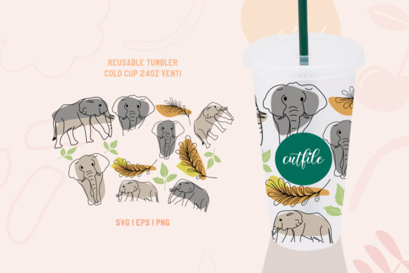 Elephant Starbucks Cup SVG for Cricut