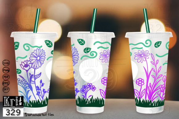 Floral Garden Decal Cold Cup SVG