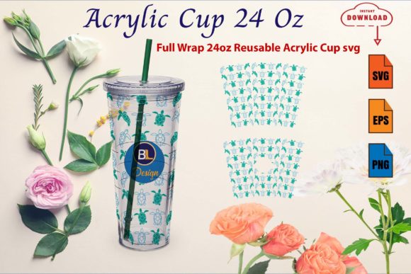 Full Wrap 24oz Reusable Acrylic Cup SVG