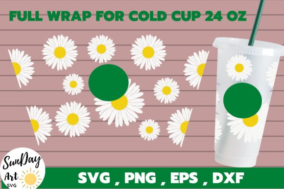 Full Wrap Daisy Cold Cup 24 Oz SVG