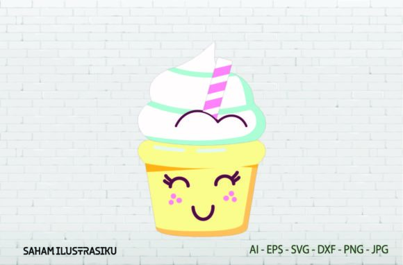 Ice Cream Cup Kawaii SVG