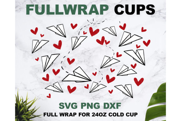 Paper Plane Heart 24oz Cup
